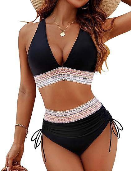 Bikiniset – Tvådelat – V-ringad – hög midja – dambadkläder-Eva Jonsson