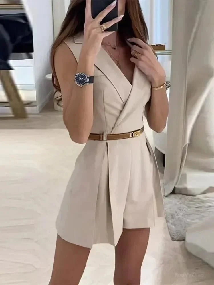 Blazer Playsuit | Ärmlös | V-hals | Sommar Jumpsuit | Playsuit för Kvinnor-Eva Jonsson