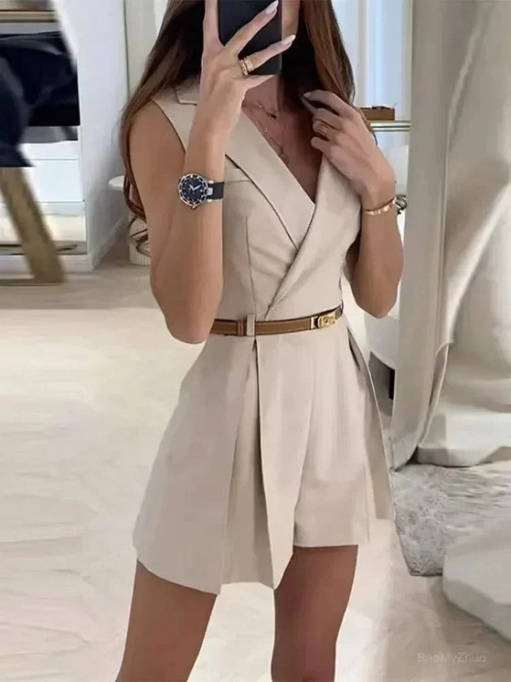 Blazer Playsuit | Ärmlös | V-hals | Sommar Jumpsuit | Playsuit för Kvinnor-Eva Jonsson
