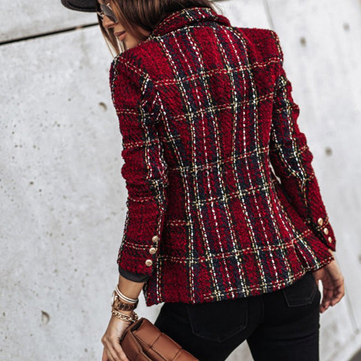 Blazer för dam - Elegant - Dubbelknäppt - Rutig Blazer - Kavaj för dam-Eva Jonsson