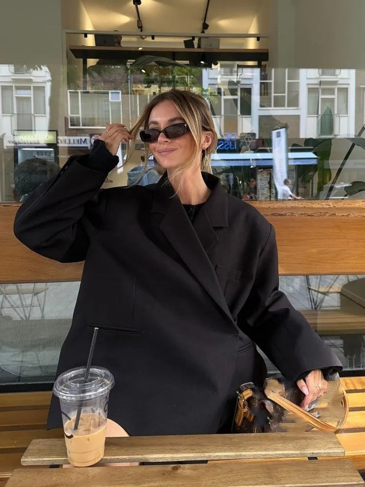 Blazerjacka - Loose Fit Oversized höstjacka för kvinnor-Eva Jonsson