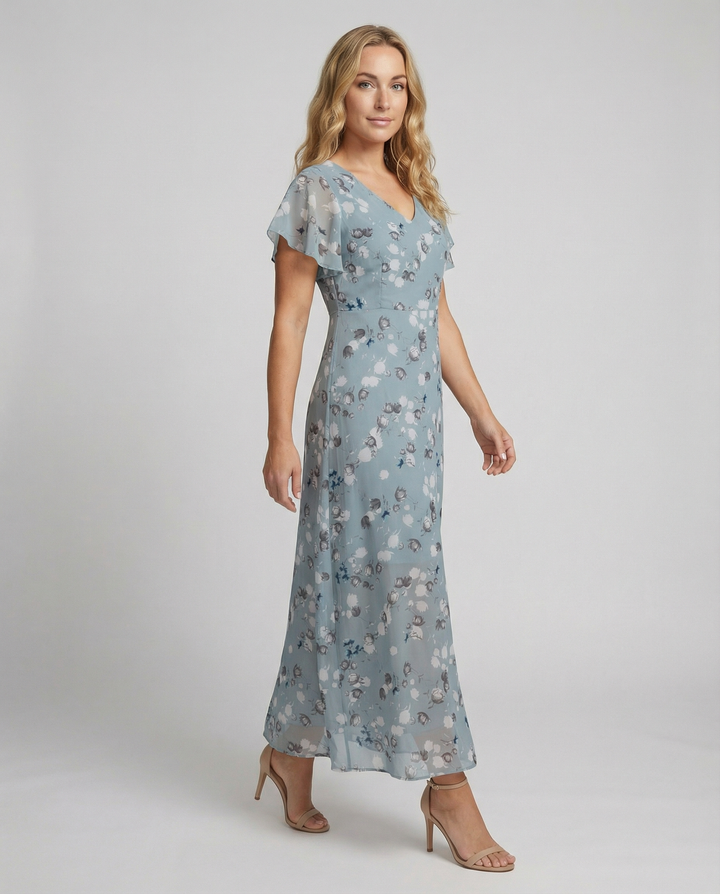 Blommig Maxiklänning med Butterfly-ärm för Sommarfest | Eva Jonsson-Eva Jonsson