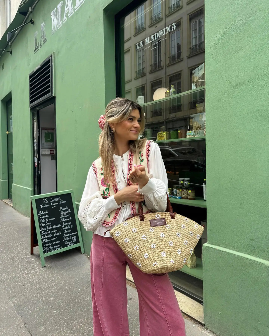 Blommig väst - Ärmlös broderad vintageväst för kvinnor-Eva Jonsson