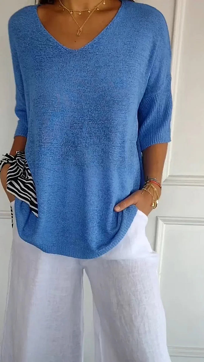 Blus - Halvärmad - Löst sittande - Tröja - Damkläder-Eva Jonsson
