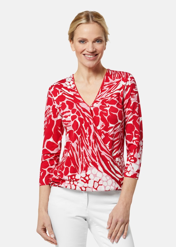 Blus | Långärmad | Omlott | V-ringad Blus | Damkläder-Eva Jonsson