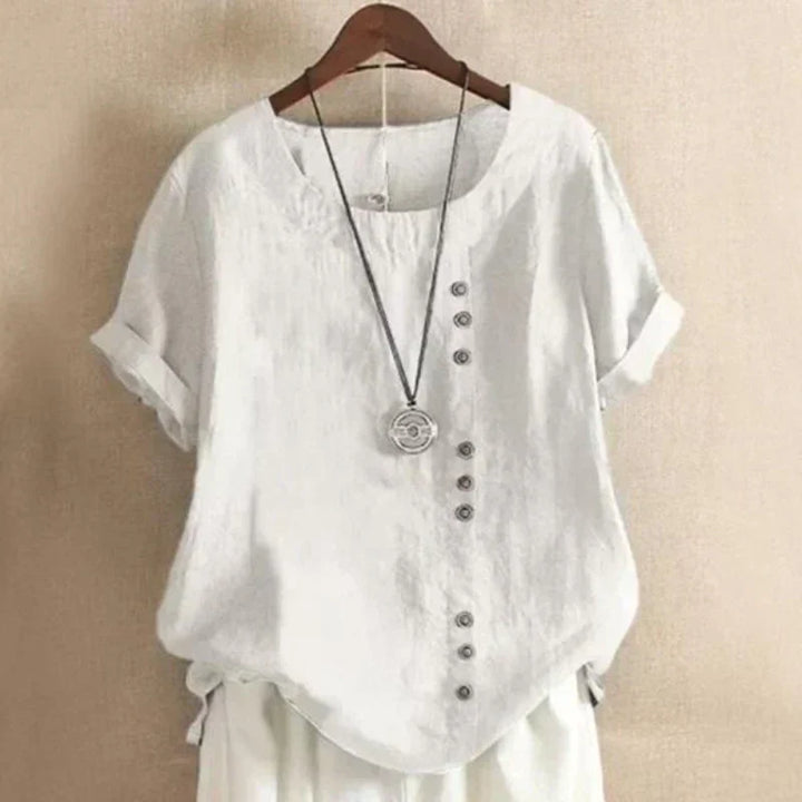 Blus för kvinnor - Löst sittande - Kortärmad - Överdimensionerad blus - Sommartoppar för damer-Eva Jonsson