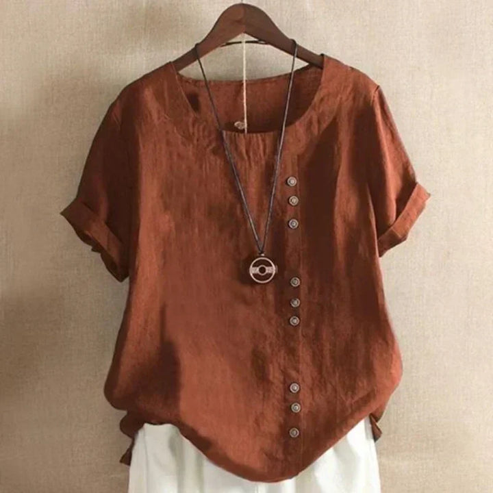 Blus för kvinnor - Löst sittande - Kortärmad - Överdimensionerad blus - Sommartoppar för damer-Eva Jonsson
