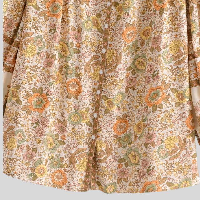 Boho-blus – Löst sittande blus med knappar och långa ärmar för damer-Eva Jonsson
