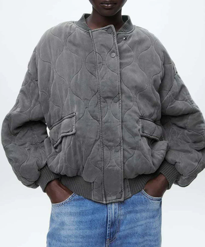 Bomberjacka | Oversized | Grå | Vinterbomberjacka | Damjacka-Eva Jonsson