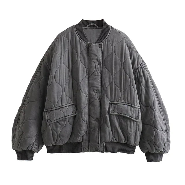 Bomberjacka | Oversized | Grå | Vinterbomberjacka | Damjacka-Eva Jonsson