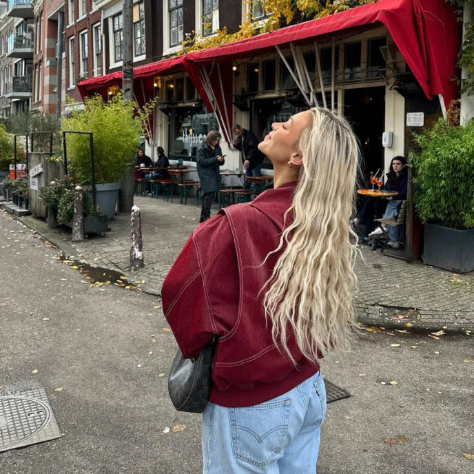 Bomberjacka i överdimensionerad modell - Bomberjacka med dragkedja för dam i höst-Eva Jonsson