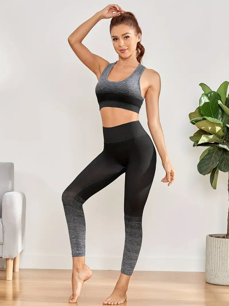 Briallen Träningsoutfit | Ombre Fitness-set i 2 delar för kvinnor-Eva Jonsson