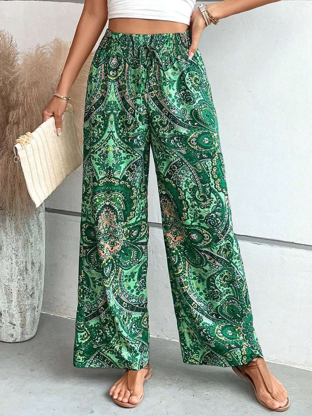 Byxor med vida ben | Boho | Hög midja | Palazzobyxor | Dambyxor-Eva Jonsson