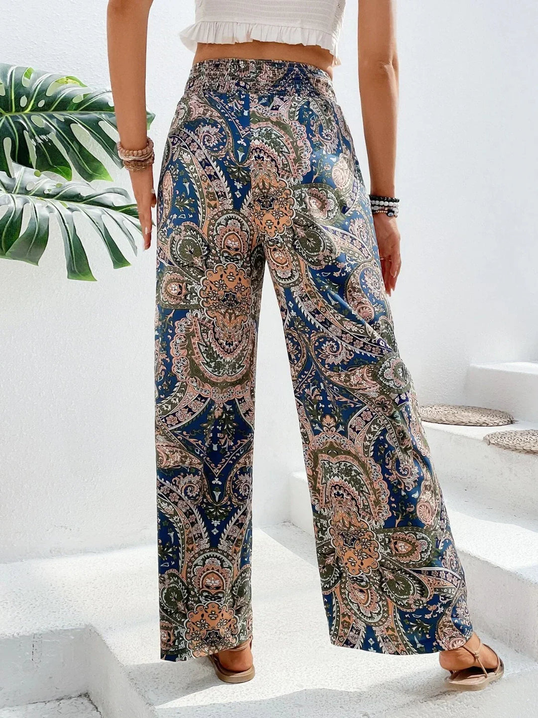 Byxor med vida ben | Boho | Hög midja | Palazzobyxor | Dambyxor-Eva Jonsson
