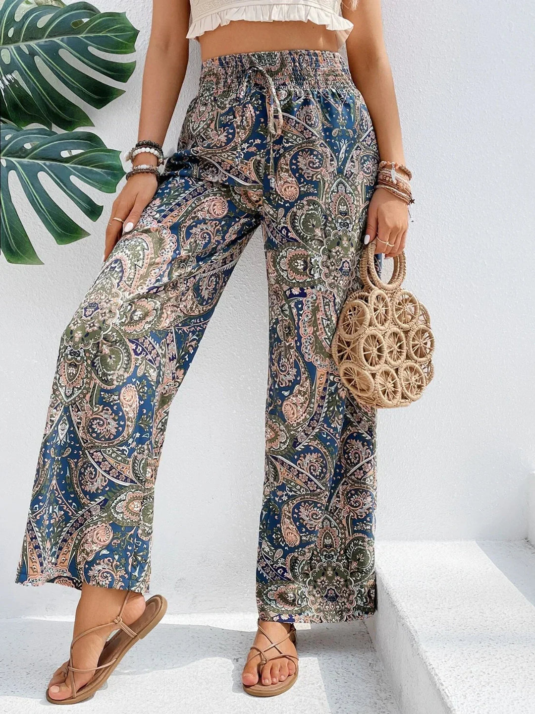 Byxor med vida ben | Boho | Hög midja | Palazzobyxor | Dambyxor-Eva Jonsson