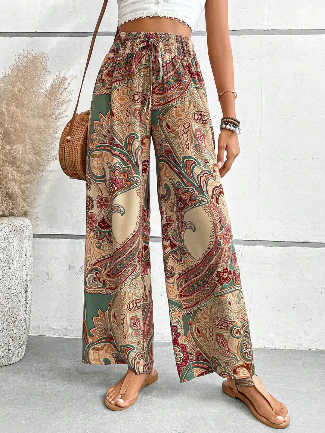 Byxor med vida ben | Boho | Hög midja | Palazzobyxor | Dambyxor-Eva Jonsson