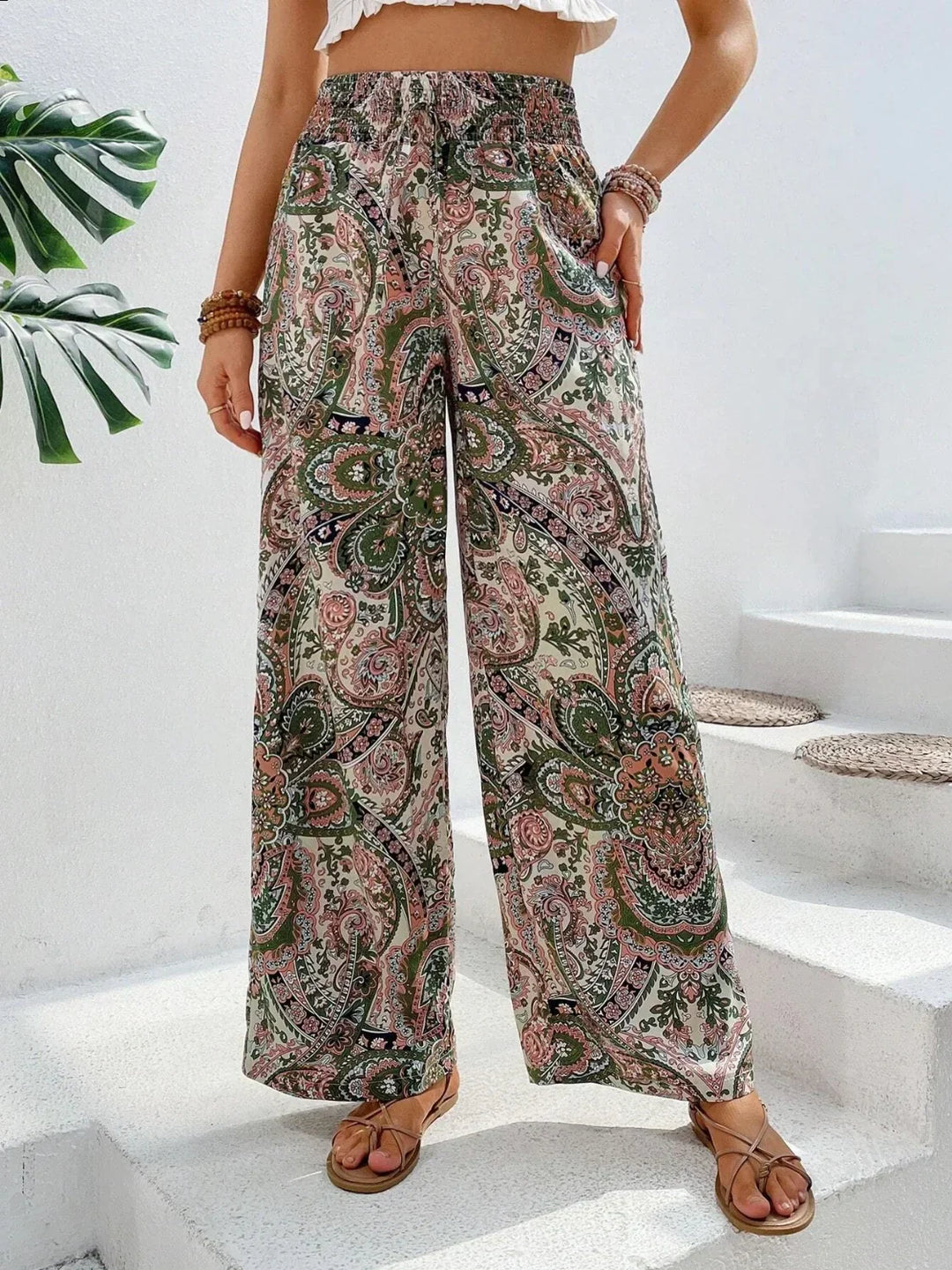 Byxor med vida ben | Boho | Hög midja | Palazzobyxor | Dambyxor-Eva Jonsson
