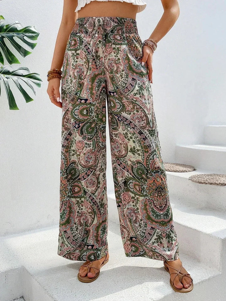 Byxor med vida ben | Boho | Hög midja | Palazzobyxor | Dambyxor-Eva Jonsson
