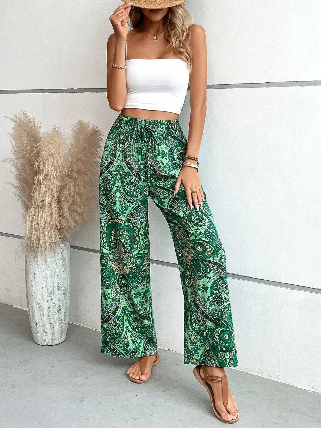 Byxor med vida ben | Boho | Hög midja | Palazzobyxor | Dambyxor-Eva Jonsson
