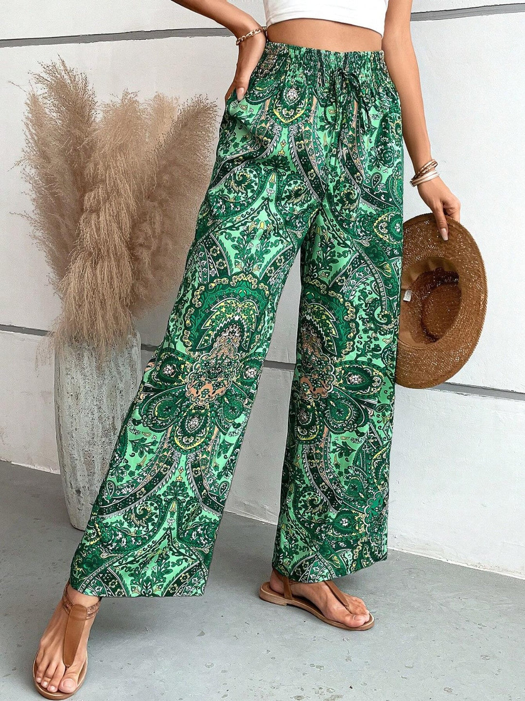 Byxor med vida ben | Boho | Hög midja | Palazzobyxor | Dambyxor-Eva Jonsson