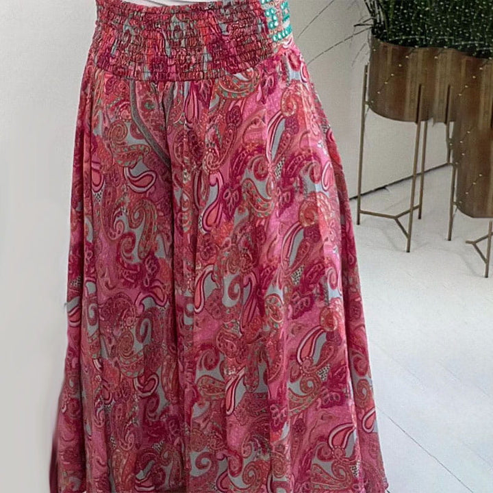 Byxor med vida ben | Paisley | Flödande | Boho byxor | Sommarbyxor för damer-Eva Jonsson