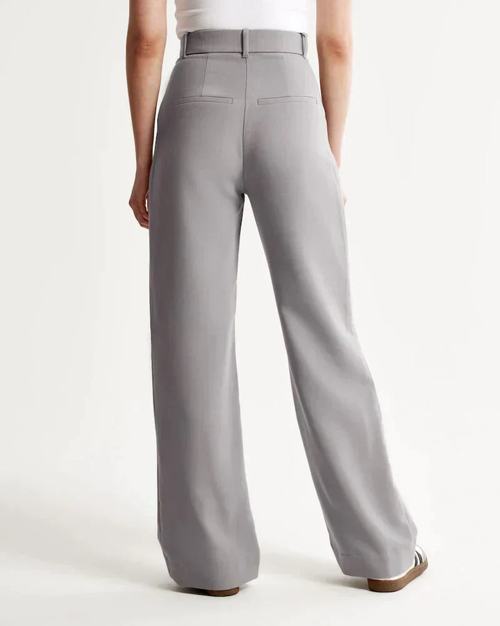 Byxor med vida ben - Plisserade - Hög midja - Slacks med vida ben - Byxor för kvinnor-Eva Jonsson