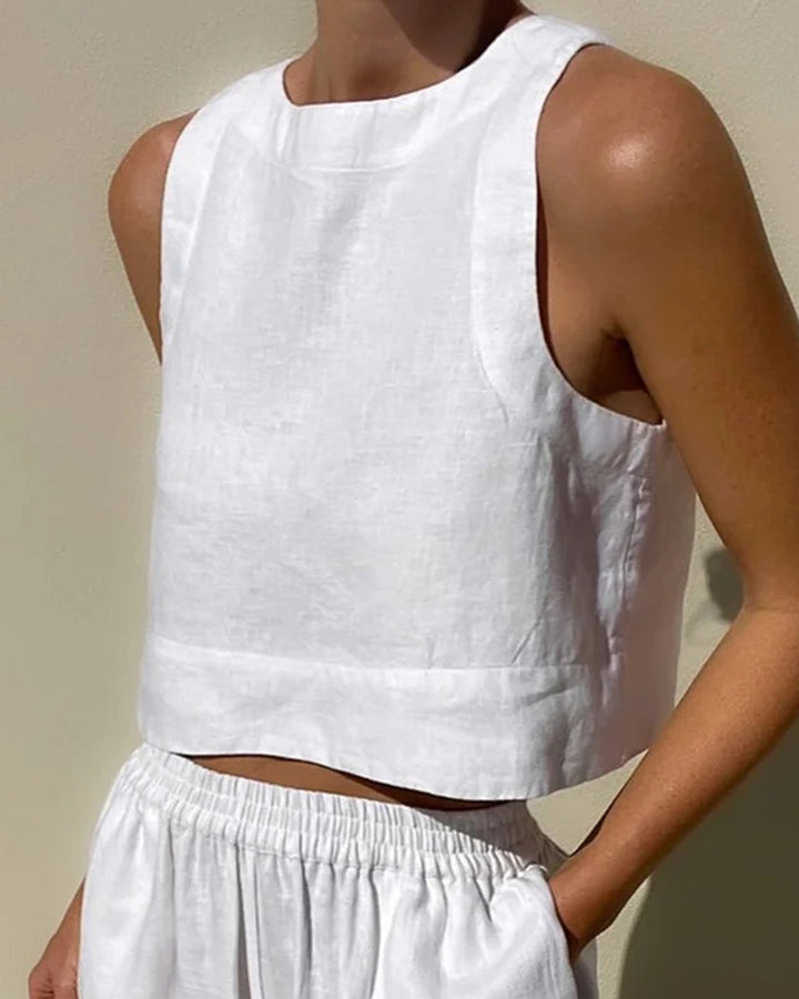 Byxor med vida ben och Topp - Casual Loose Fit - Set för Kvinnor för Sommaren-Eva Jonsson