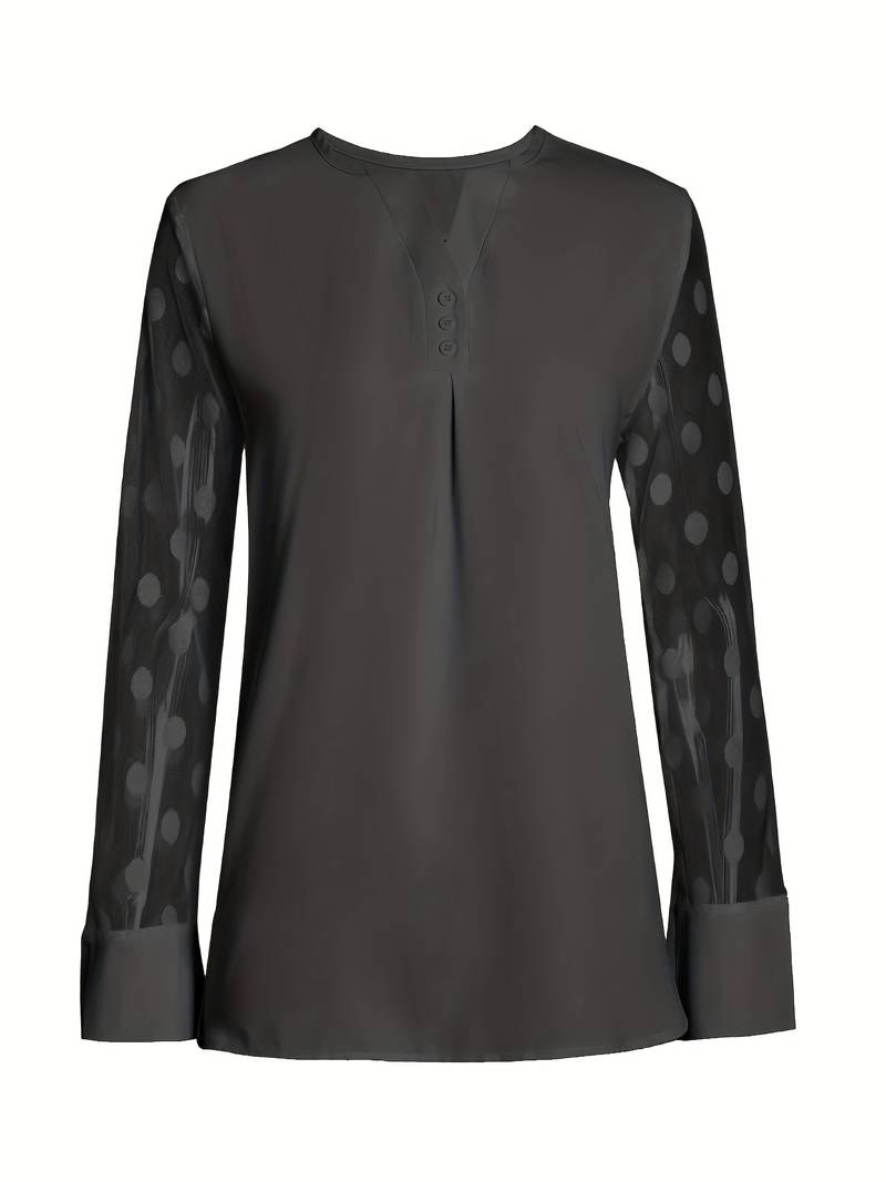 Camicetta - Maniche trasparenti - Vestibilità ampia - Top a maniche lunghe - Abbigliamento donna-Eva Jonsson