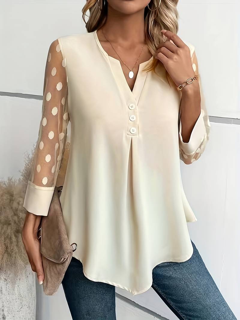 Camicetta - Maniche trasparenti - Vestibilità ampia - Top a maniche lunghe - Abbigliamento donna-Eva Jonsson