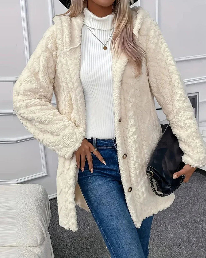 Cardigan i fleece | Hooded | Mellanlång | Cardigan Jacka | Cardigan för kvinnor-Eva Jonsson