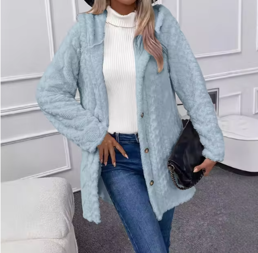 Cardigan i fleece | Hooded | Mellanlång | Cardigan Jacka | Cardigan för kvinnor-Eva Jonsson