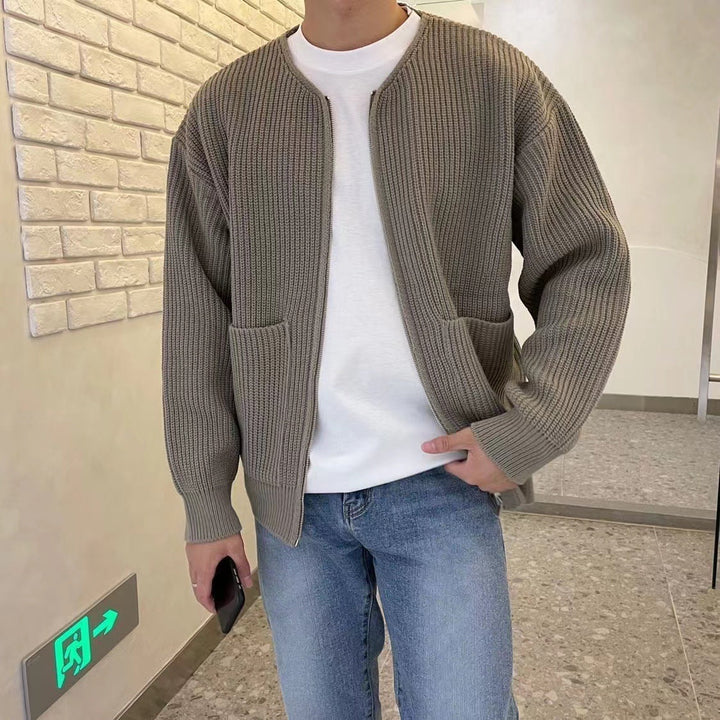 Cardigan med dragkedja | Långärmad | Varm | Stickad Cardigan | Herrstickat-Eva Jonsson