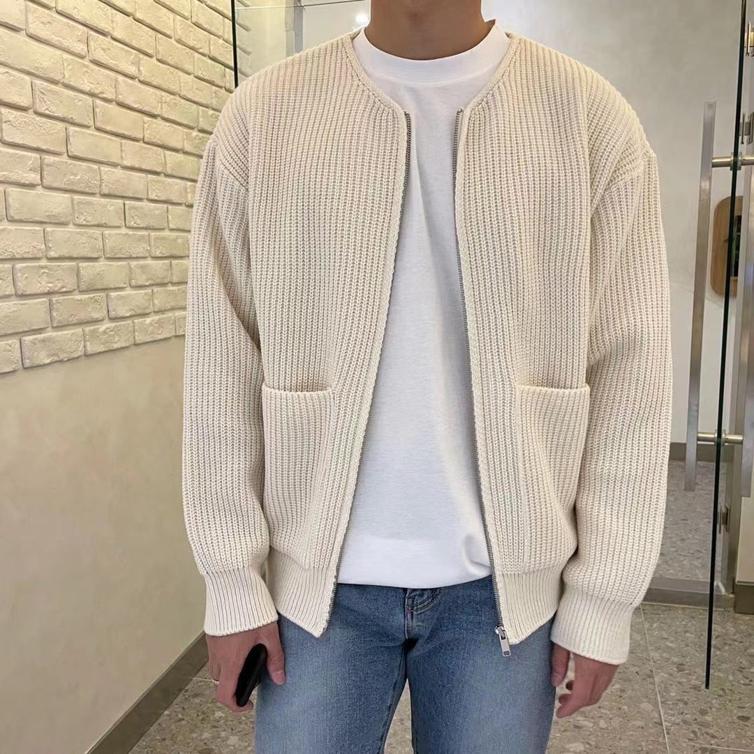 Cardigan med dragkedja | Långärmad | Varm | Stickad Cardigan | Herrstickat-Eva Jonsson