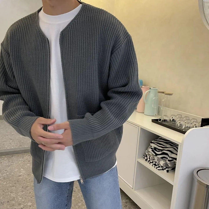 Cardigan med dragkedja | Långärmad | Varm | Stickad Cardigan | Herrstickat-Eva Jonsson