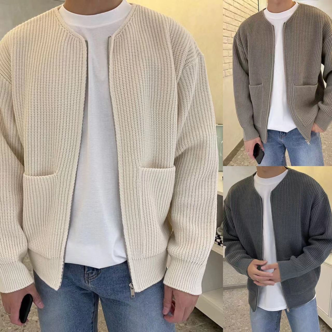 Cardigan med dragkedja | Långärmad | Varm | Stickad Cardigan | Herrstickat-Eva Jonsson