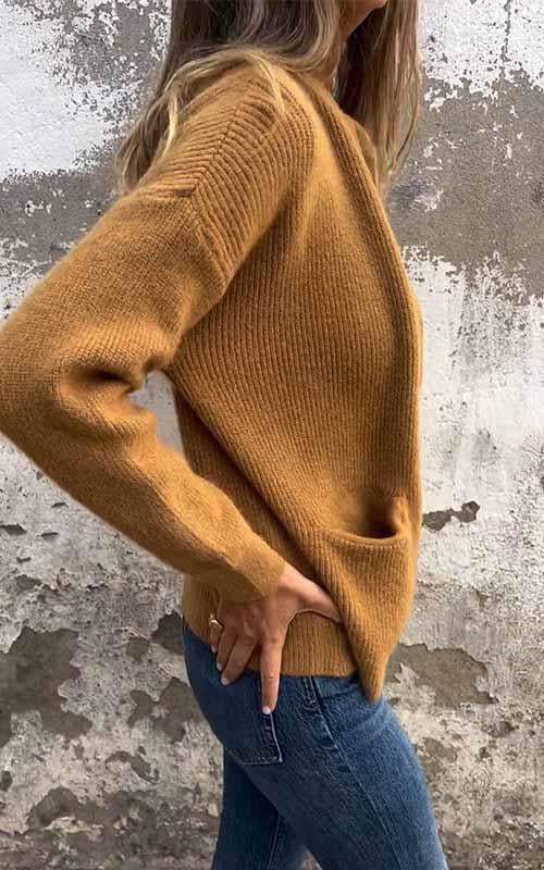 Cardigan med dragkedja - Varm - Fickor - Stickad cardigan - Damkläder-Eva Jonsson