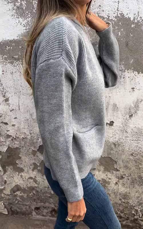 Cardigan med dragkedja - Varm - Fickor - Stickad cardigan - Damkläder-Eva Jonsson