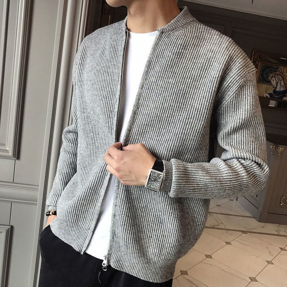Cardigan med dragkedja - Varm - Långärmad - Stickad Cardigan - Cardigan för män-Eva Jonsson