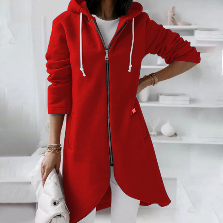 Cardigan med huvtröja - Hel dragkedja - Lång - Hoodie med dragkedja - Damkläder-Eva Jonsson