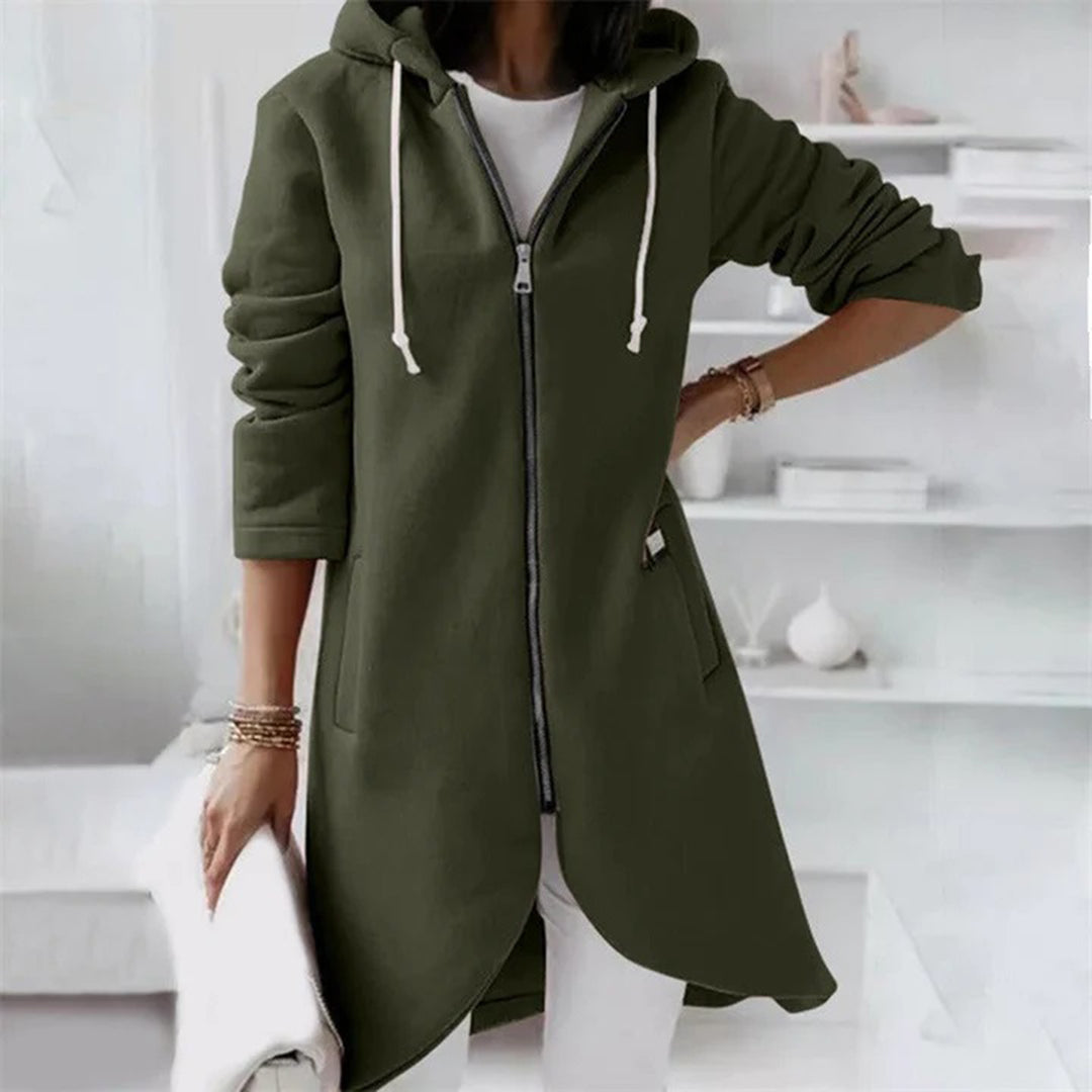 Cardigan med huvtröja - Hel dragkedja - Lång - Hoodie med dragkedja - Damkläder-Eva Jonsson