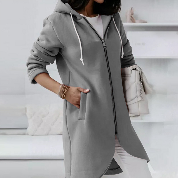 Cardigan med huvtröja - Hel dragkedja - Lång - Hoodie med dragkedja - Damkläder-Eva Jonsson
