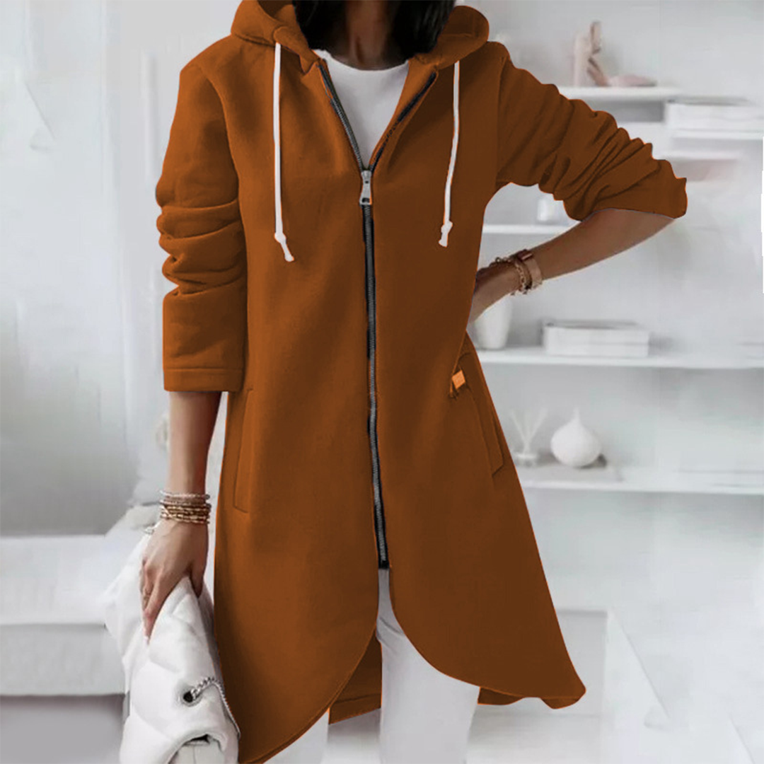 Cardigan med huvtröja - Hel dragkedja - Lång - Hoodie med dragkedja - Damkläder-Eva Jonsson