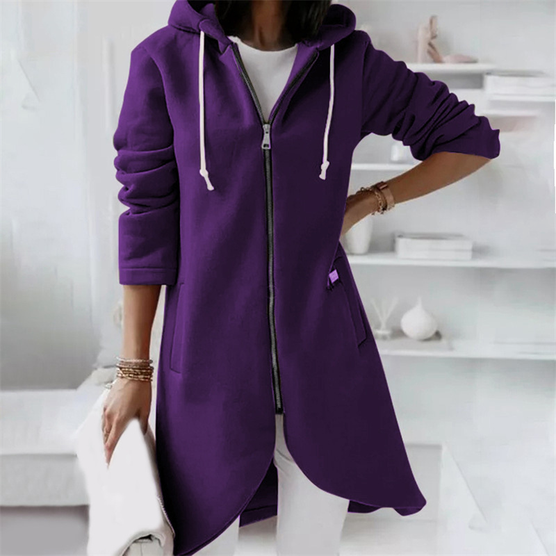 Cardigan med huvtröja - Hel dragkedja - Lång - Hoodie med dragkedja - Damkläder-Eva Jonsson