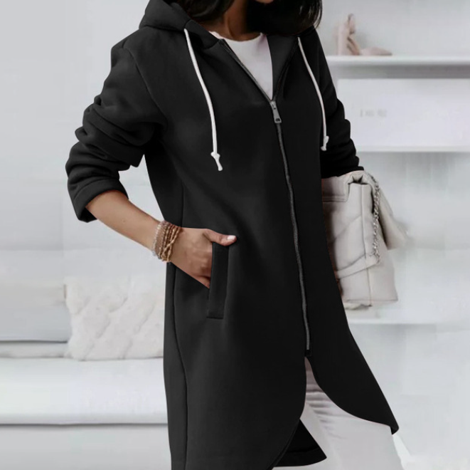 Cardigan med huvtröja - Hel dragkedja - Lång - Hoodie med dragkedja - Damkläder-Eva Jonsson