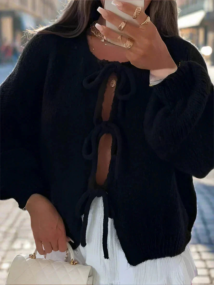 Cardigan med knytfront | Chunky | Oversized | Stickad kofta | Damstickat-Eva Jonsson