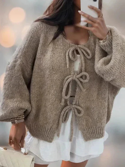 Cardigan med knytfront | Chunky | Oversized | Stickad kofta | Damstickat-Eva Jonsson