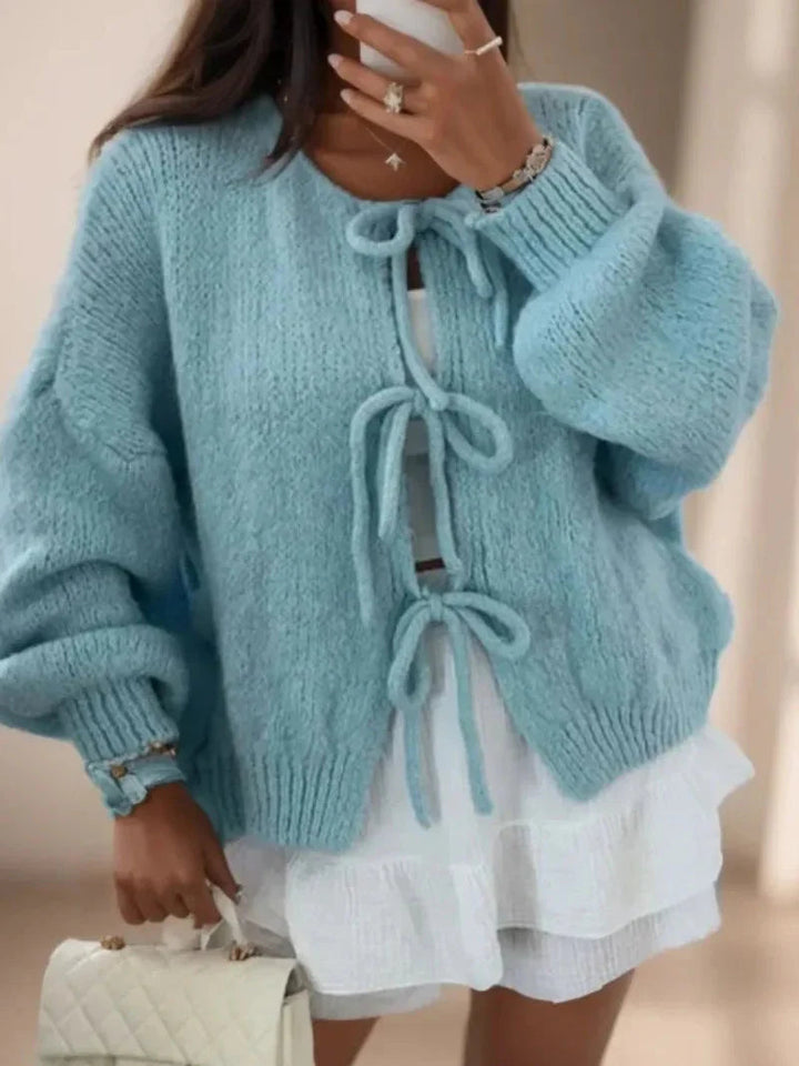 Cardigan med knytfront | Chunky | Oversized | Stickad kofta | Damstickat-Eva Jonsson
