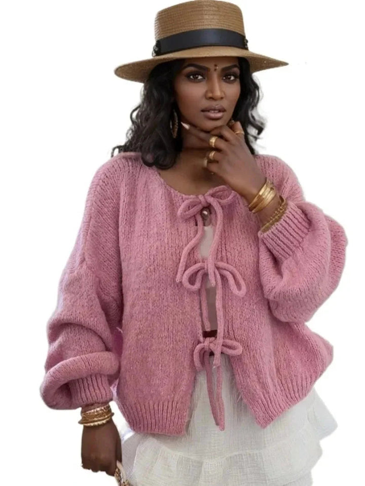 Cardigan med knytfront | Chunky | Oversized | Stickad kofta | Damstickat-Eva Jonsson