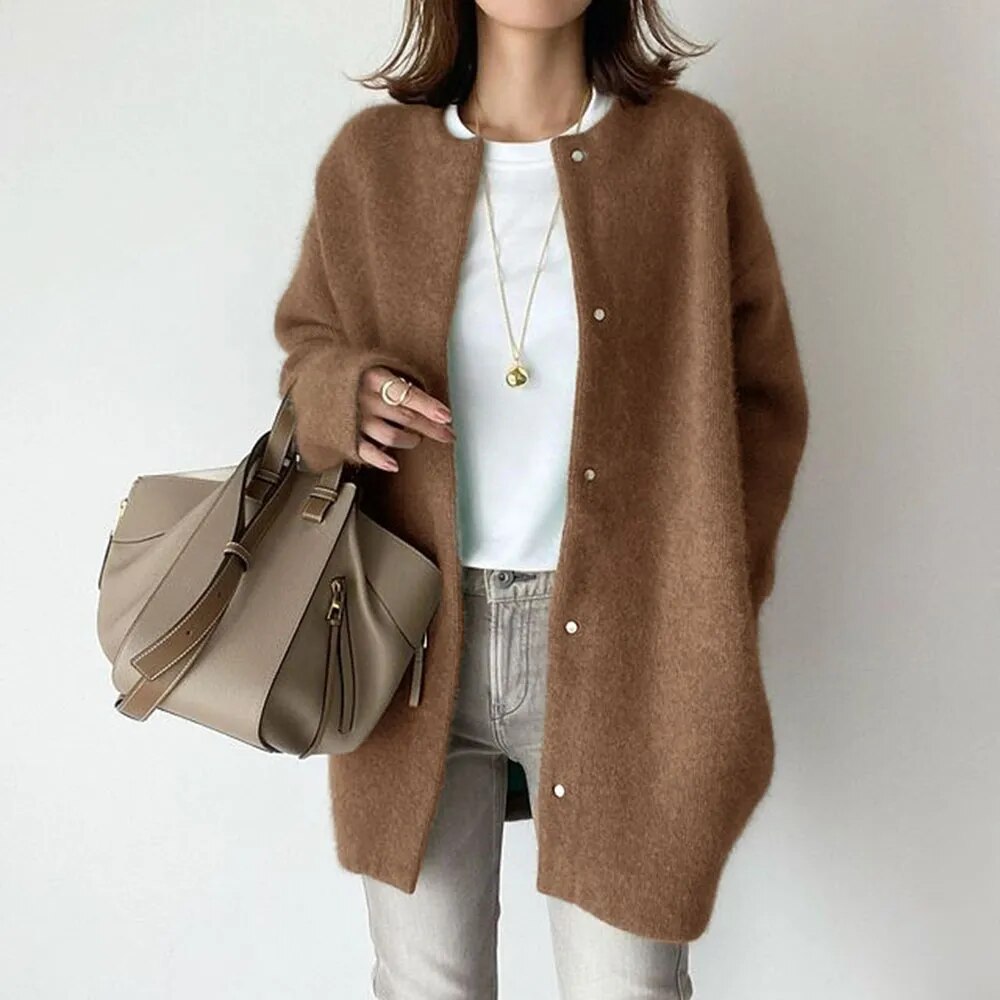 Cardiganjacka - Knäppt - Varm - Oversized Cardigan - Cardigan för dam-Eva Jonsson