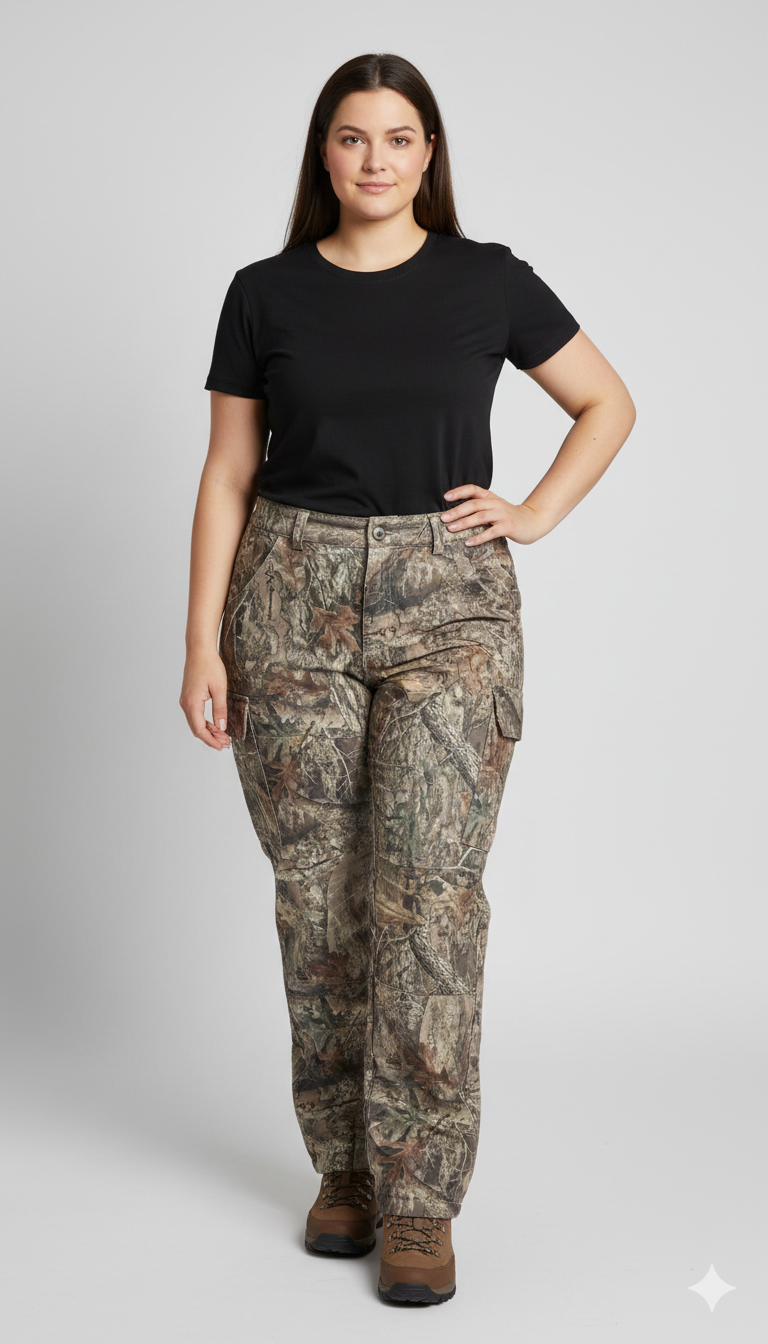 Cargo Byxor - Låg midja - Kamouflage - Baggy Byxor - Dambyxor-Eva Jonsson